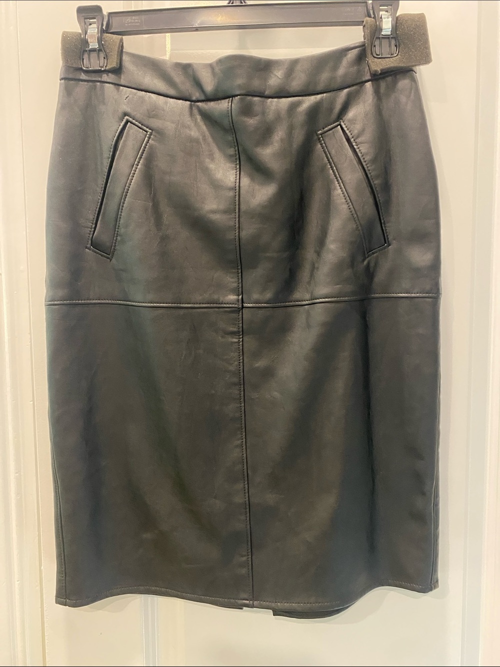 Classic Black Faux Leather Pencil Skirt